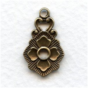 Floral Detail Pendants Oxidized Brass Solid (2)