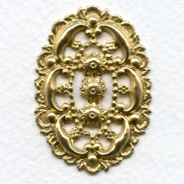 ^Fancy Cutout Oval Stamping Raw Brass