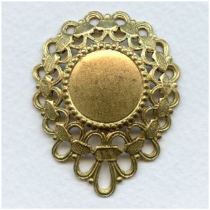 ^Ribbon Detail Pendant Stamping Raw Brass 47mm