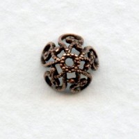 Victorian Style Filigree Bead Caps Oxidized Copper 8mm (12)