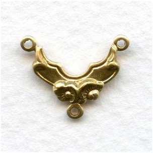 Floral Detail Raw Brass Connectors 17mm (6)