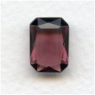 ^Amethyst Bohemian Glass Octagons Unfoiled 14x10mm