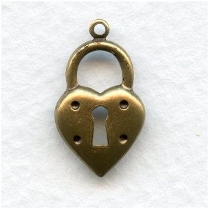 ^Steampunk Inspired Heart Lock Stampings Oxidized Brass (12)
