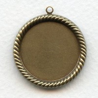 Round 25mm Rope Edge Settings Oxidized Brass (6)