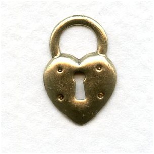 Steampunk Inspired Heart Lock Oxidized Brass 17mm (6)