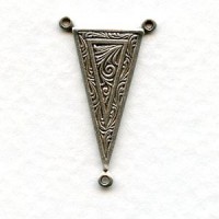 Elaborate Triangle 25mm Connectors Oxidized Silver (6)