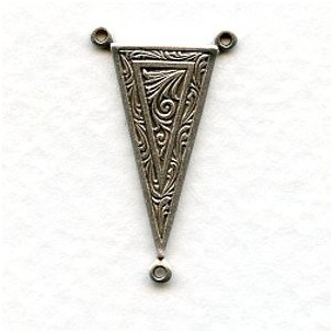 Elaborate Triangle 25mm Connectors Oxidized Silver (6)