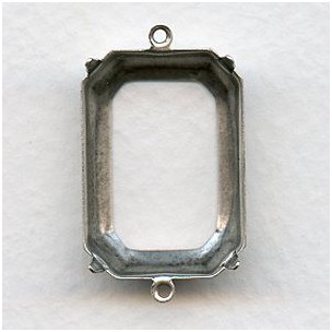 Octagon 25x18mm Setting Connectors Oxidized Silver (6)