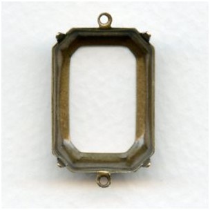 Octagon Connector Settings 25x18mm Oxidized Brass (6)