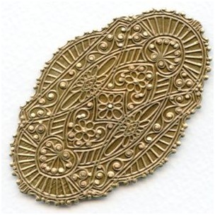 Fabulous Oval Ornate Oxidized Brass Stamping 75mm