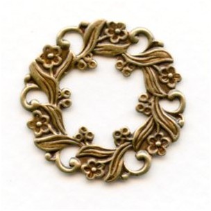 Floral Wreath Frame with Cutouts Oxidized Brass 27mm (2)