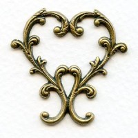 Framework Heart Shaped Stamping Oxidized Brass (1)