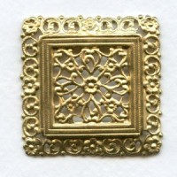 ^Ornate Floral Square Raw Brass Stamping (1)