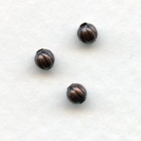 Tiny Fluted Round Spacer Beads Oxidized Copper 3mm