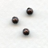 Tiny Fluted Round Spacer Beads Oxidized Copper 3mm (50)