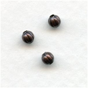 Tiny Fluted Round Spacer Beads Oxidized Copper 3mm (50)