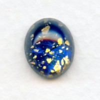 Dark Blue Glass Opal Cabochons Handmade 12x10mm (2)