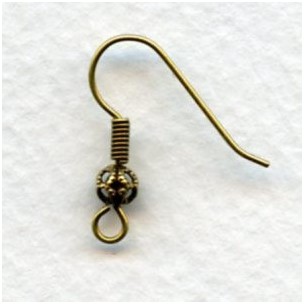 Fish Hook Earring Finding Filigree Bead Oxidized Brass (24)