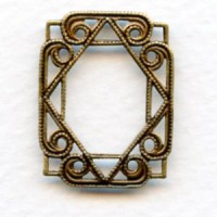 Delicate Filigree Rectangle Connector Frames Brass 26mm (6)