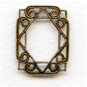 Delicate Filigree Rectangle Connector Frames Brass 26mm (6)