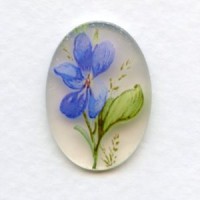Blue Violet German Decal Cabochon 25x18mm