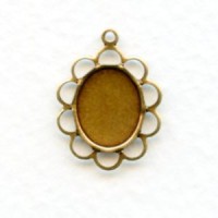 Tiny Filigree Setting Oxidized Brass 10x8mm (6)