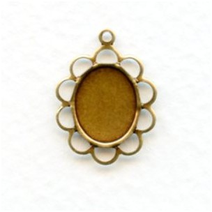 Tiny Filigree Setting Oxidized Brass 10x8mm (6)