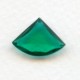 Emerald Glass Fan Shape Jewelry Stones 18x13mm (2)