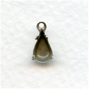 Pear Shape 8x4mm Pendant Settings Oxidized Silver (12)