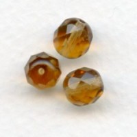 ^Smoked Topaz Fire Polished Round Faceted Beads 8mm