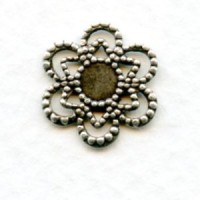 Flower and Star Shaped 4mm Settings Oxidized Silver (6)