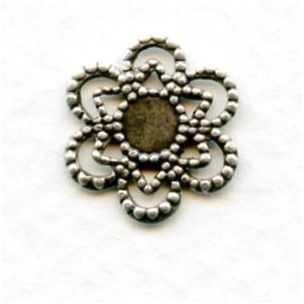 Flower and Star Shaped 4mm Settings Oxidized Silver