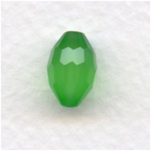 ^Oval Faceted Glass Beads Opal Green 11x8mm