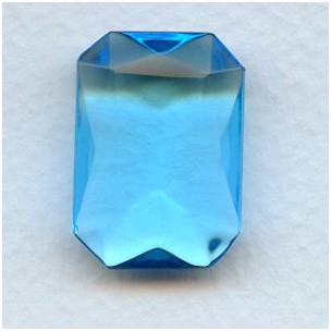 ^Aquamarine Glass Octagon Unfoiled 25x18mm