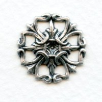 Small Openwork Oxidized Silver Stampings 19mm (4)