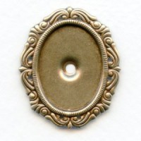 Ornate Settings with Rivet Hole Oxidized Brass 25x18mm