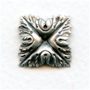 Leafy Square Oxidized Silver 15mm (6)