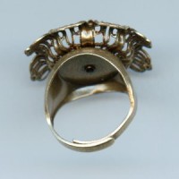 Adjustable Ring with Filigree Flower Setting Oxidized Brass (1)