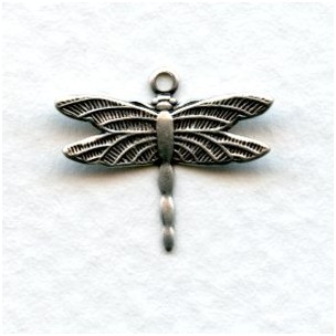 Dragonfly Charms Upturned Wings Oxidized Silver (12)
