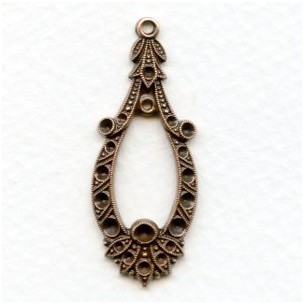 Exceptional Pendant with Rhinestone Settings Oxidized Copper (1)