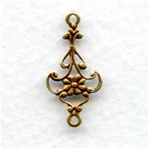 Delicate Floral Connector Filigree Oxidized Brass (12)