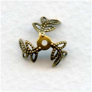 Filigree Leaf Bead Caps 13mm Oxidized Brass (12)