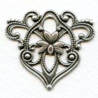 Floral Triangle Oxidized Silver 40mm (1)