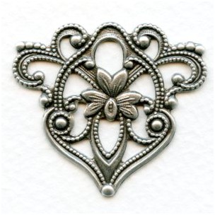 Floral Triangle Oxidized Silver 40mm (1)