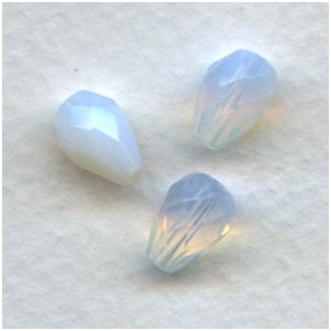 White Opal Opaline Fire Polished Tear Drop Beads 10x7mm (12)
