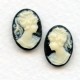 Girl in Ponytail Cameo Ivory on Jet 14x10mm (3 sets)