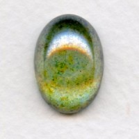 Green Luster Effect Glass Cabs 18x13mm (2)
