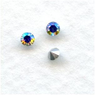 Round Crystal AB Foiled Rhinestones Pointed Back 18pp