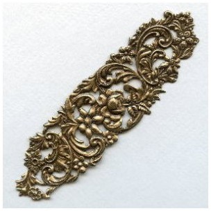 Impressive Floral Stamping Oxidized Brass 125mm (1 ...