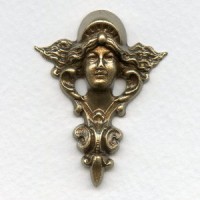 Art Nouveau Mucha Inspired Stamping Oxidized Brass Cherub (1)